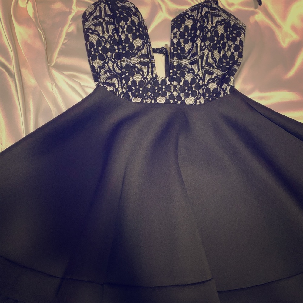 Skater black and silver bustier dress